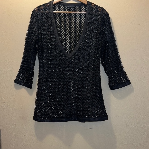 eLLoquent Black open knit top, Size XL - Picture 1 of 4